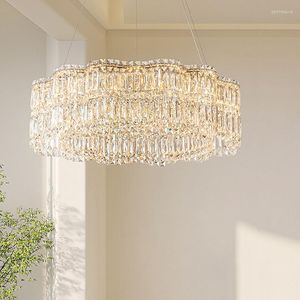 Lustres LED cristal luxe plafonnier luminaire or lampes suspendues décoration de la maison lumières pour chambre