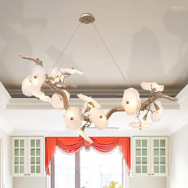 Lampadari Led Lampada da soffitto per sala da pranzo Nordic Original Simple Art Romantic Crystal Copper Lighting Living Kitchen Island Retro Home Decor
