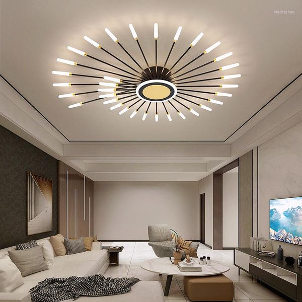 Chandeliers LED Firework Chandelier For Living Room Bedroom Modern Plafond avec télécommande Dimmable Mome Lighting