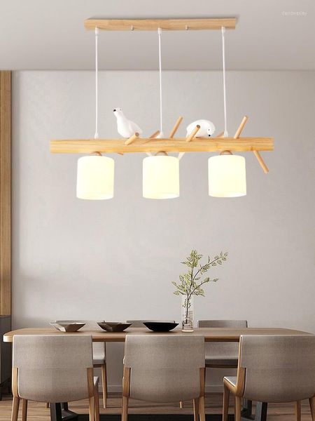 Lustres Led Pour Table À Manger Cuisine Plafond En Bois Moderne Luminaire Suspendu Loft Intérieur De La Maison Salon Suspension Lampe