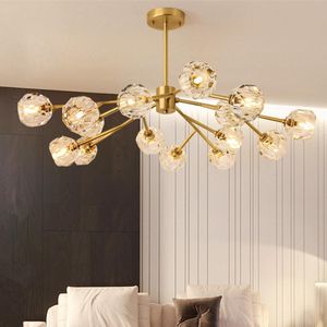 Kroonluchters geleid goud moderne kroonluchter voor woonkamer loft dineren luxe kristal moleculaire lamp slaapkamer sputnik