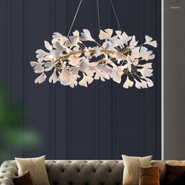 Lustres lampes à LED éclairage nordique moderne rond fleur fer céramique pendentif suspendu chambre salon lumières luminaire décor