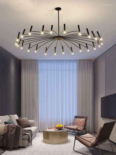 Lustres LED Lumières Pour Chambre Salon Noir Blanc Éclairage Intérieur Lampe Ajusté Ampoules Direction Lustre De