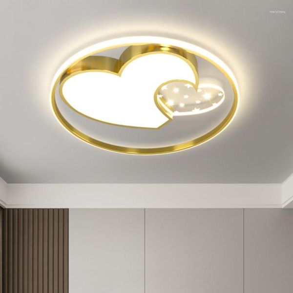 Candelabros LED moderno dormitorio cocinas iluminación interior decoración del hogar lámparas salón vestíbulo Luminaria forma de corazón luces de color dorado