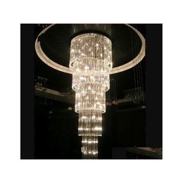 Lustres LED lustre moderne luminaires en cristal luminaire El salon hall maison éclairage intérieur luxe longues lampes D50Cm goutte livraison Dhztx