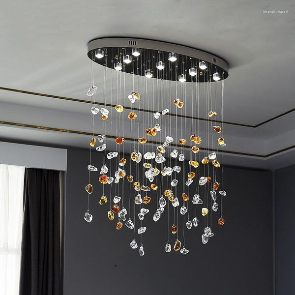 Candeliers LED Modern Crystal Comedor Candelier de piedra de forma especial luces decorativas iluminación de color