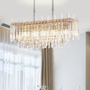 Lustres LED Moderne Cristal Lumières Luminaire Américain Rond Rectangle Lustre Hall Lit Chambre Salon Maison Éclairage Intérieur