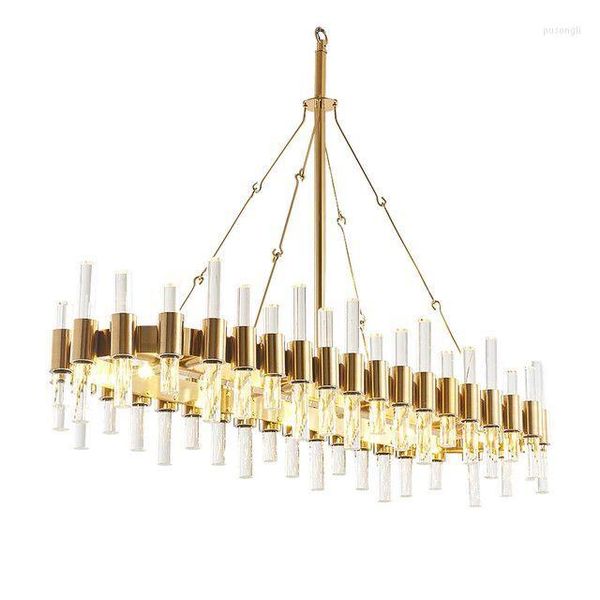 Candeliers LED Modern Gold Crystal Clear Designer Oval Round Lighting Lustre Suspension Luminaire Lampen para comedor