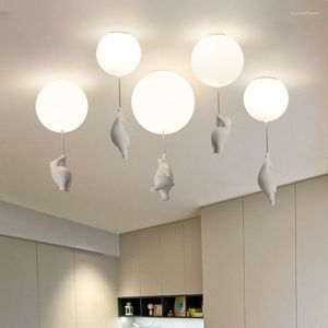 Candelabros LED Luz moderna Flying Bear Lámparas de techo para niños Dormitorio Habitación de los niños Sala de estar Decoración para el hogar Accesorios de iluminación