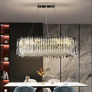 Kroonluchters leidden moderne luxe dineren plafondlamp ovaal kristallen hangselverlichting voor huisdecoratie woonkamer hangende lampen