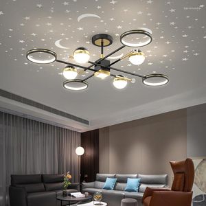 Kroonluchters LED Nordic Luxe Sterprojectie Kroonluchter Verlichting Voor Woonkamer Eetkamer Slaapkamer Appartement Creatieve Huis Decoratieve Lampen