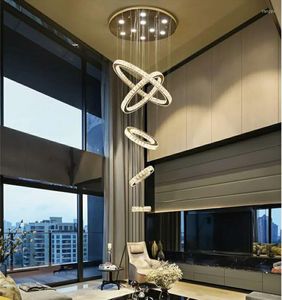 Les lustres LED O Round Anneau Lighting Chandelier pour le salon suspendu K9 Crystal Luxury Circle Lights Villa El