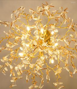 Chandeliers LED Pendant Lamp Creative Nordic Luxury Modern French Branch Crystal Living Room Villa Bedroom Dining Art Light