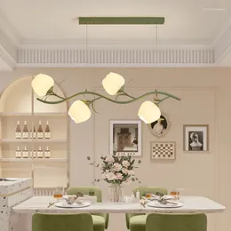 Candelabros Led lámpara colgante para comedor decoración Interior cocina mesa larga 2024 flores lámpara colgante de madera nórdica