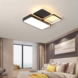 Lustres LED Suspension Moderne Noir Blanc Lustre Lumières Pour Chambre Étude Salon Luminaire Intérieur Luminaires Déco Dimmable