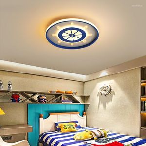 Lustres pendentif LED lampe moderne bleu dessin animé gouvernail lustre pour chambre chambre d'enfants Pirate Style lumières déco Luminaire