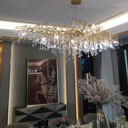 Candelabros Lámpara colgante LED Lámpara de araña de cristal moderna Iluminación de rama Villa de lujo francesa Sala de estar El Ingeniería