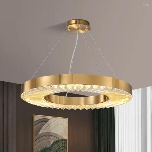 Lámpara colgante de lámparas LED anillo de cristal moderno para el comedor de dormitorio sala de estar dimmenable luz de interior luz interior