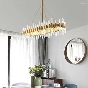 Lustres LED lampes suspendues lustre moderne luxe rectangulaire design modèle chambre Restaurant El Commercial