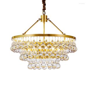 Lustres LED Postmoderne Cristal Clair Larme Designer Lustre Éclairage Lustre Suspension Luminaire Lampen Pour Foyer