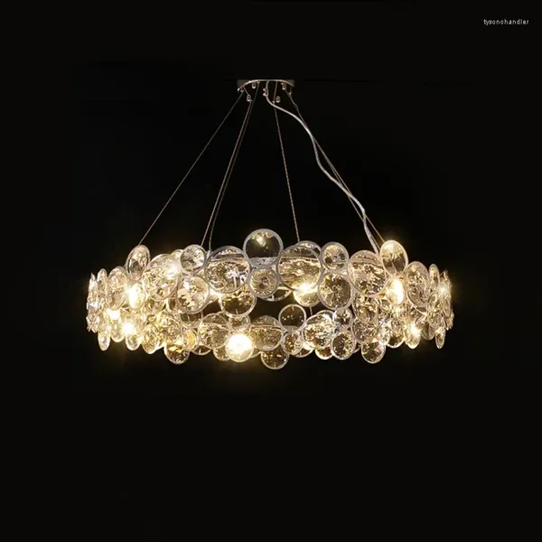 Lustres LED postmoderne or argent cristal anneau magique lampes suspendues Lustre Lustre éclairage Suspension Luminaire Lampen pour Foyer