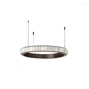 Kroonluchters LED Retro Marmeren Ring Roestvrijstalen Hanglampen Kroonluchter Verlichting Glans Schorsing Armatuur Lampen Voor Woonkamer