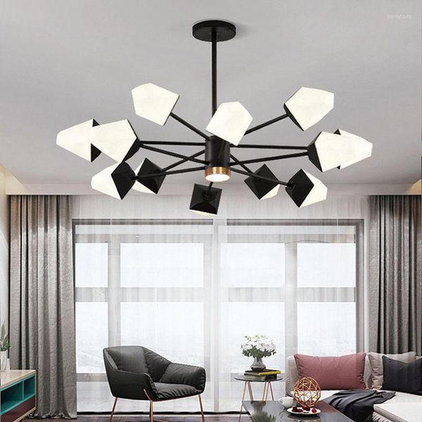 Lustres LED Avec Projecteurs Lustre Design Moderne Salon Plafond Lumière Principale Éclairage Intérieur Acrylique Cutter Pendentif Lumières Décor