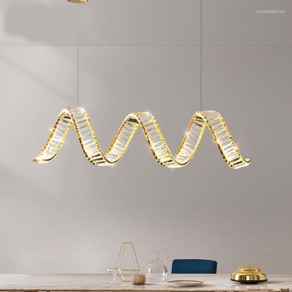 Lustres lumière luxe cristal LED pendentif éclairage salon salle à manger cuisine spirale luminaire intérieur