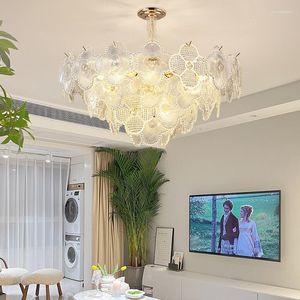 Lustres lumière luxe Villa salon lustre moderne LED E14 chambre intérieur lampes français prune cristal verre salle à manger