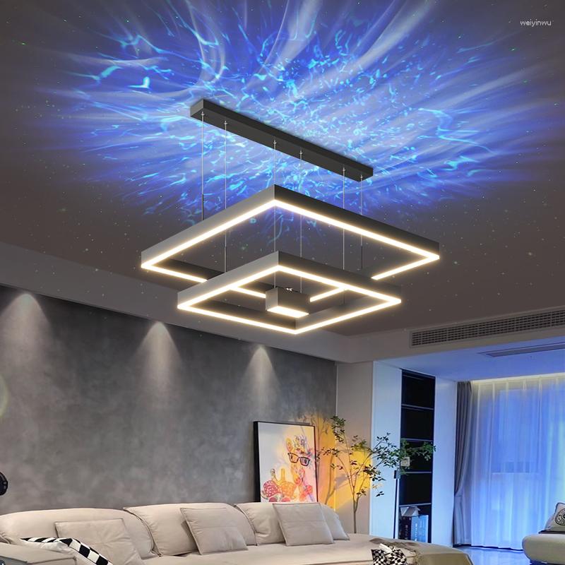 Kronleuchter leichter Square Dimmbare einfache LED für Wohnzimmer Schlafzimmer El Hall Office Restaurant Apartment Villa