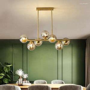Lustres lumières moderne magique haricot pur cuivre boule de verre décor à la maison pour grande pièce El Bar Restaurant décoration