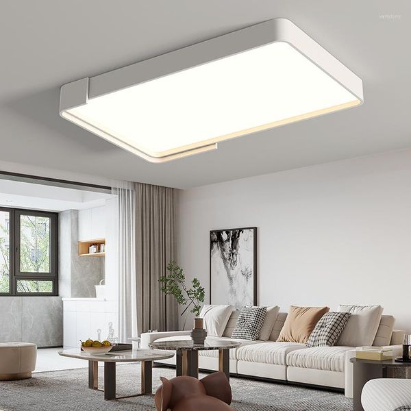 Lustres Salon Plafonnier Rectangulaire Hall Principal Led Nordique Blanc Minimaliste Moderne Atmosphérique Intelligent Lampes