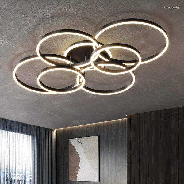 Lustres salon lampe 2023 LED atmosphère minimaliste moderne haut de gamme nordique circulaire Hall lumière plafond de luxe