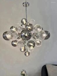 Lustres Lomin Moderne LED Boule De Verre Gris Lampes Suspendues Pour Salon Salle À Manger Suspension Éclairage Chambre