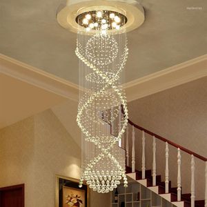 Lustres Long Lustre En Cristal Pour Escalier Design De Luxe Cristal Lampe Moderne Décor À La Maison Éclairage Intérieur Salon LED Luminaire