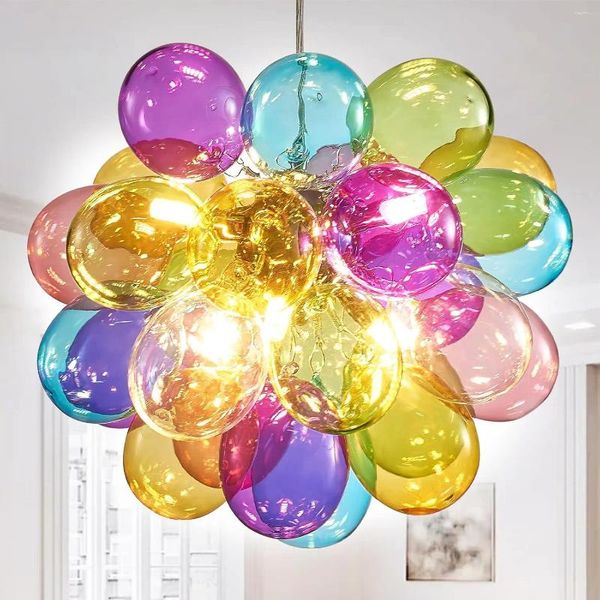 CHANDELIERS Longree Glass Bubble Chandelier luminaire ballon ballon balle de chambre d'enfants suspension de choères pour restauration à domicile