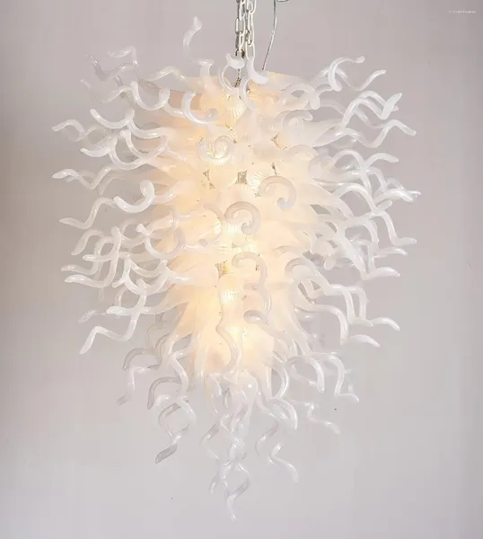 CHANDELIERS Longree Spiral Glass Chandelier Large Chihuly Ivory White Blown Wlown Forwlown For Home Stairs Foyer Entrée