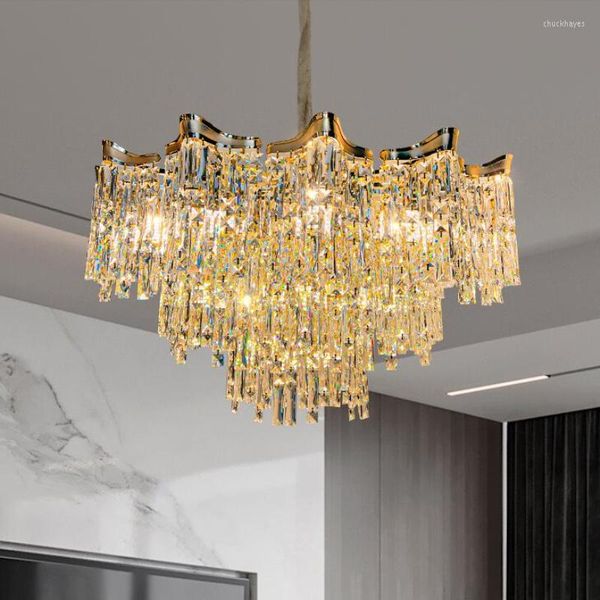 Chandeliers Cha￮ne de cristal luxueuse D￩corez le salon pour la villa Lumi￨res de l'￮le Luster