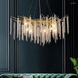 Kroonluchters luxe tak G9 LED hanglampen Goud aluminium Luster Suspend Lamp Dining Room Droplight Art Deco Indoor verlichting