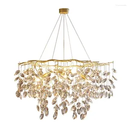 Lustres luxueux Forme Crystal pendant lustre pour la salle à manger vivante Décoration de chambre à coucher