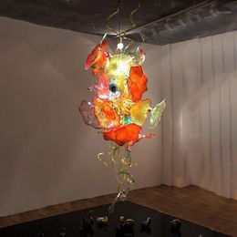 Lámparas de araña de lujo, lámpara de araña de cristal soplado hecha a mano, candelabros decorativos de Murano