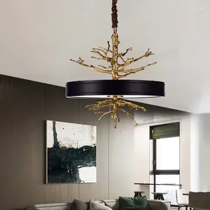 Kroonluchters Luxe kroonluchter voor eetkamer Villa Koper Creatieve boomtakken Verlichtingsarmatuur Vintage binnendecoratie Hanglamp