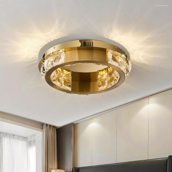 Lustres De Luxe Cristal Plafond Lustre Pour Chambre Moderne Décor À La Maison Lampe Led Creative Luminaire Or Rond Cristal Lustre 2023