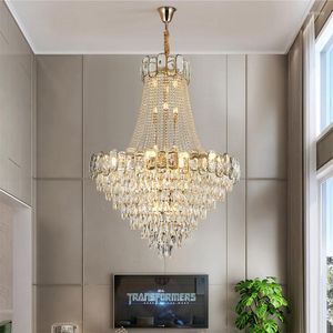 Kroonluchters luxe kristal kroonluchter voor woonkamer grote ontwerplobby Haing lamp LED Home Decor trap verlichting creatieve glans