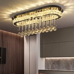 Kroonluchters luxe kristal kroonluchter met afstandsbediening voor slaapkamer woonkamer foyer aisle home modern decor chroom led plafondlamp 2022