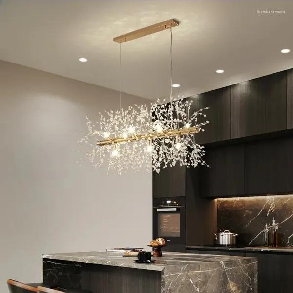 Lustres de luxe en cristal créatif pissenlit plafonniers pour salon chambre à manger escaliers café bar lampe décorative