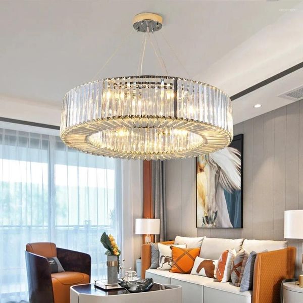 Lustres luxury cristal LED lustre salon argent argent lampe suspendue lampe créative conception de chambre à coucher