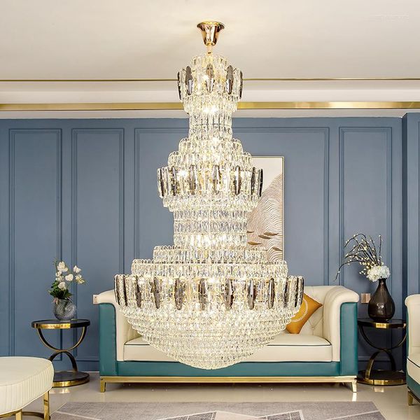 Lustres De Luxe Cristal Villa Grand El Lobby Club Salon Luminaire Cristaux Lustre Éclairage Luminaires Modernes