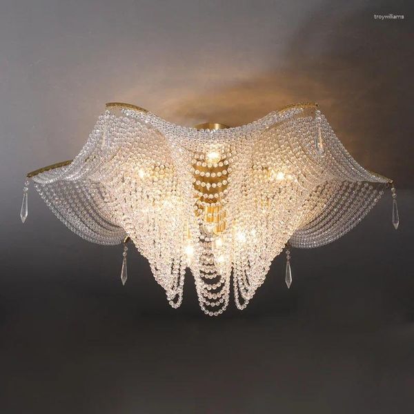 Lustres de luxe Design Cristal plafond lustre salon luminaires AC110V 220V moderne chambre Cristal lampe