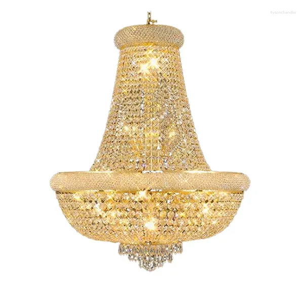 Candelabros Imperio de lujo Lámpara de cristal de oro para sala de estar Decoración moderna para el hogar Cocina Isla Lámpara de techo Colgar luz Lustre Accesorio